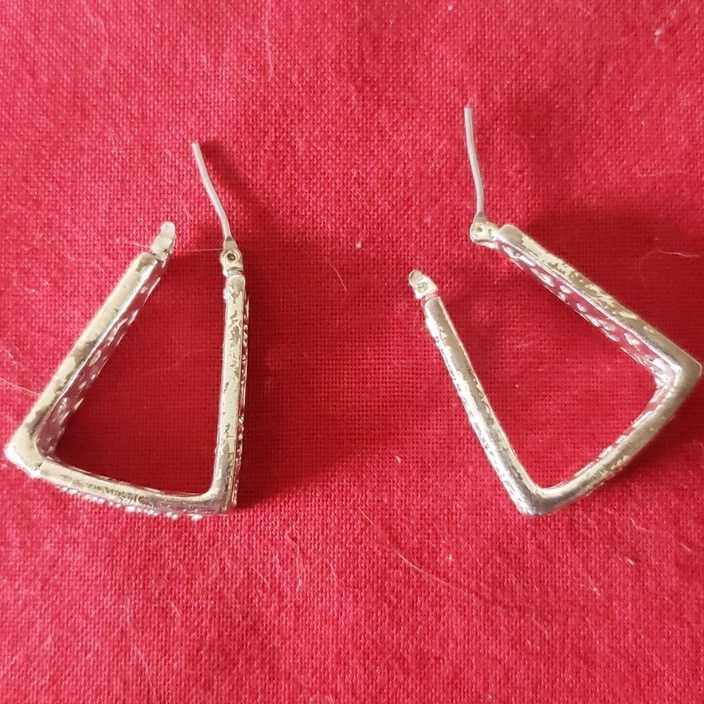 Silvertone Stylish Designer Triangular Earrings - Picture 5 of 5
